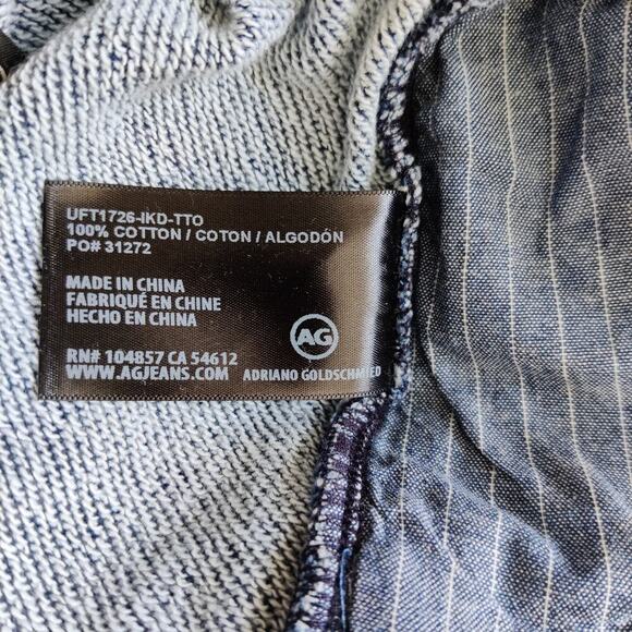 AG High-Rise Wide-Leg Crop Pants Size XS Blue Stretch Denim like Elastic Waist - Picture 8 of 9